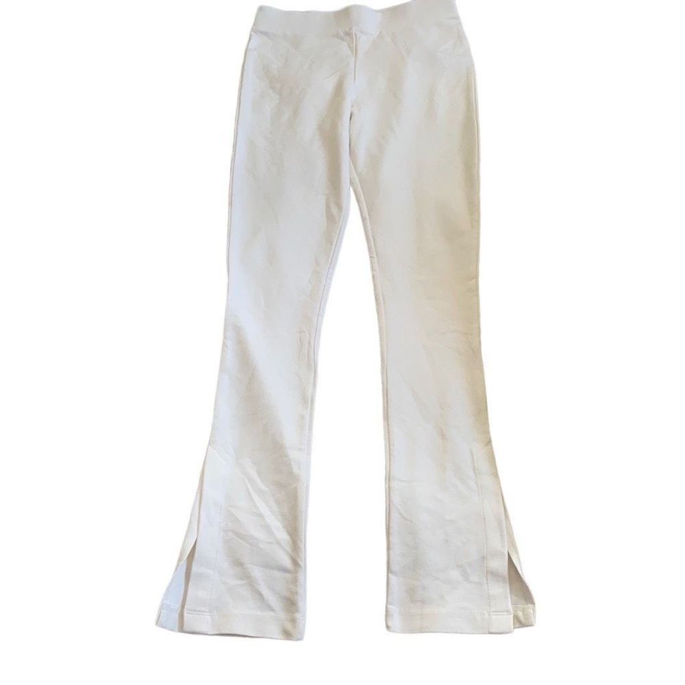 Forever 21 Y2K Cream Long Leggings Vanilla Ankle Slit Bootcut Small 26x30